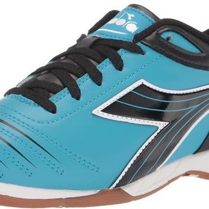 Diadora Kids' Cattura ID JR Indoor Soccer Shoes Youth Size 5 Columbia Blue/Black